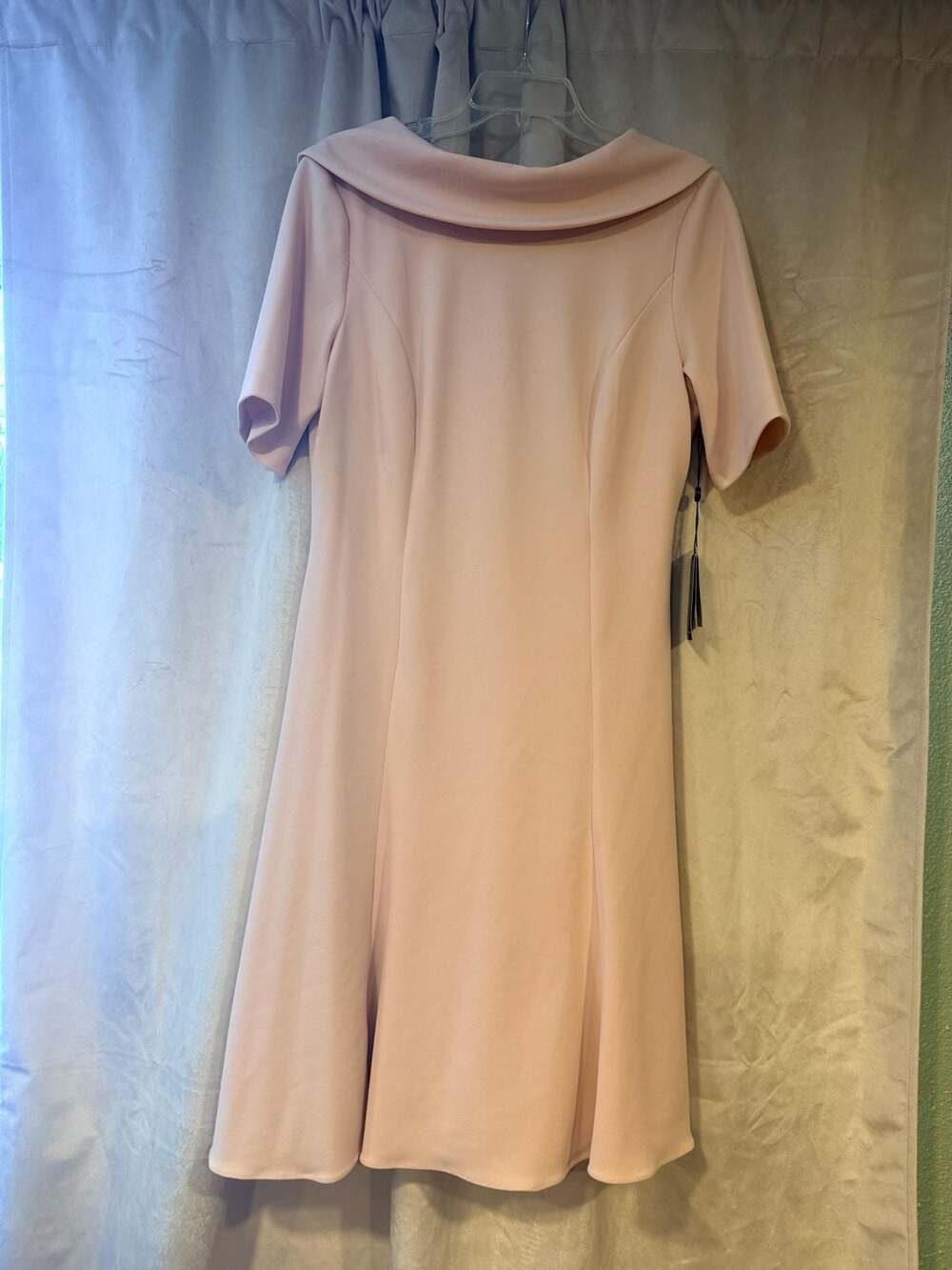 Adrianna Papell Knit Crepe Roll Collar Dress Blush Size 10